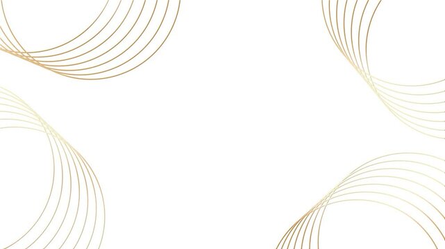 Rounded lines shimmer with golden light on a white background with free space in the middle for advertising. Animate the background with abstract lines for vertical and horizontal use.