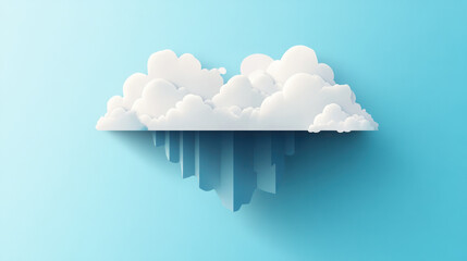 Floating clouds create serene and dreamy atmosphere, blending seamlessly with blue background. image evokes sense of calm and imagination.