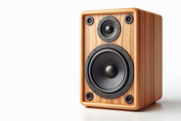 Fototapeta premium Wooden speaker on a light background. Space for text.