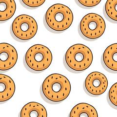 Fototapeta premium Bagels cartoon icon illustration on white background. Generative AI