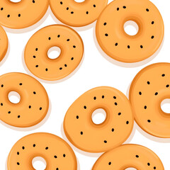 Fototapeta premium Bagels cartoon icon illustration on white background. Generative AI