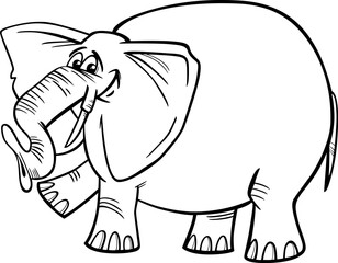 funny cartoon elephant animal character coloring page