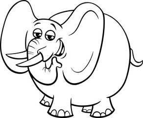cartoon African elephant animal character coloring page