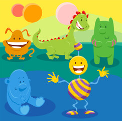Obraz premium cartoon monster or alien weird fantasy characters group