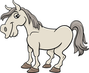 funny cartoon white horse farm animal character