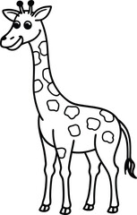 Giraffe Illustration Coloring Page Outline Art for Children's Fun Coloring Book
