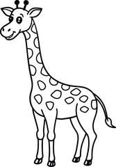 Adorable Giraffe Illustration Coloring Page Outline Art for Kids' Coloring Book
