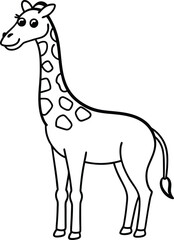 Kids Coloring Book Cute Giraffe Illustration Coloring Page Outline Art
