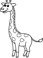 Giraffe Coloring Page Outline Art Illustration for Kids Creativity
