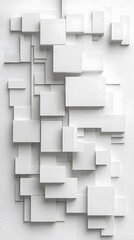 3D White Cubes on White Background, Abstract Image, Texture, Pattern, Wallpaper, Cover and Screen of Smartphone, Cell Phone, Computer, Laptop, 9:16 and 16:9 Format