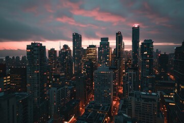 Obraz premium Twilight Cityscape Panorama