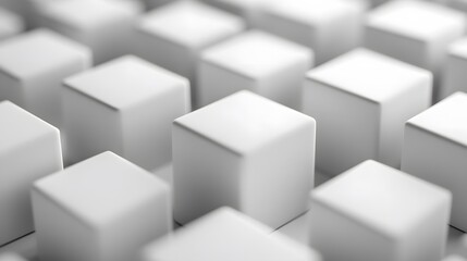 Fototapeta premium 3D White Cubes on White Background, Abstract Image, Texture, Pattern, Wallpaper, Cover and Screen of Smartphone, Cell Phone, Computer, Laptop, 9:16 and 16:9 Format