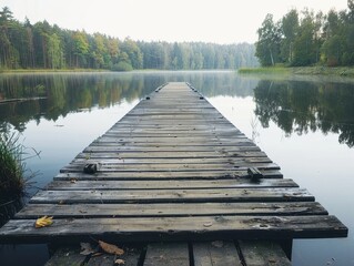 Obraz premium Tranquil Lakeside Escape on Rustic Dock