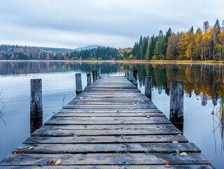 Rustic Dock Over Tranquil Lake