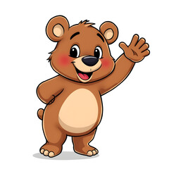 Obraz premium Waving bear icon illustration on white background. Generative AI