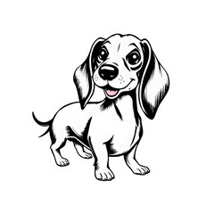 Cute dog cartoon icon illustration on white background. Generative AI