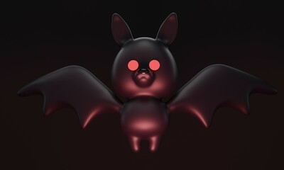 Scary bat with red eyes on dark background. 3d rendering 