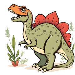 Fototapeta premium Dinosaur cartoon icon illustration on white background. Generative AI