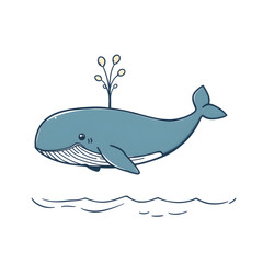 Obraz premium Cute whale cartoon icon illustration on white background. Generative AI