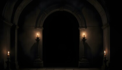 Candle lit dark archway backdrop background