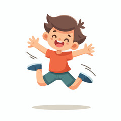 happy jumping little boy vector