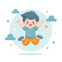 happy jumping little boy vector