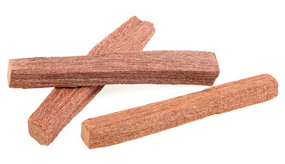 Group of sandalwood sticks isolated on a white background. Chandan.