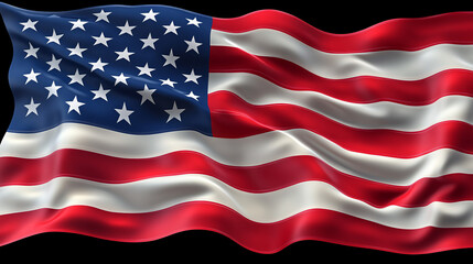 Obraz premium The image shows an American flag waving in the wind, symbolizing patriotism, national pride, and the spirit of freedom. It can be used for celebrations, events,...