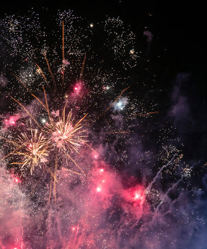 Colorful fireworks against night sky