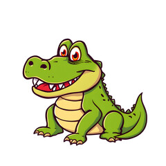 Cute crocodile cartoon icon illustration on white background. generative AI