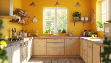 Colourful kitchen room Modern Rustic Fusion Interior design style