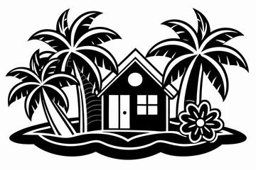 tropical island with palm trees