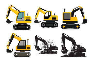 Excavator silhouette  vector