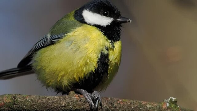 Great tit eating seeds slow motion