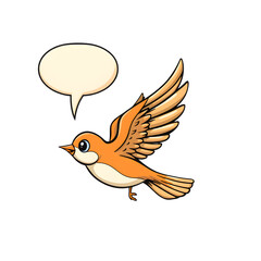 Fototapeta premium Bird and text bubble cartoon icon illustration on white background. Generative AI