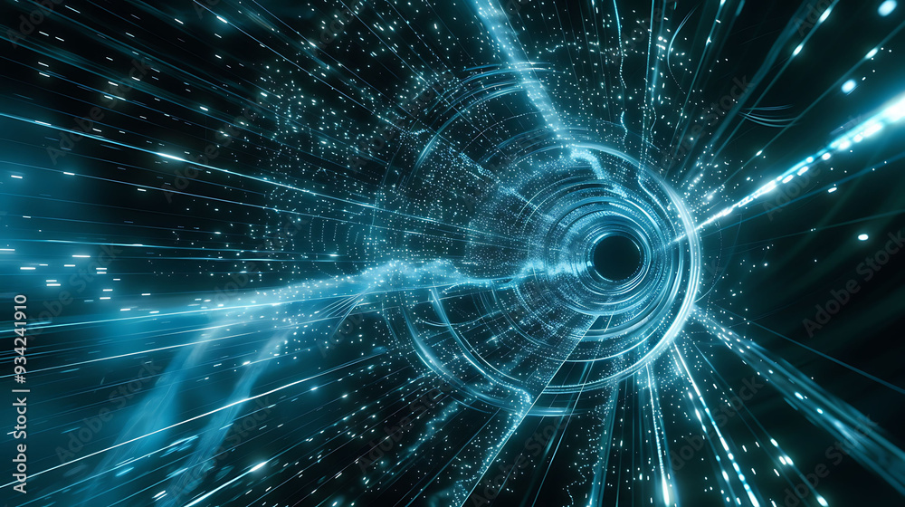 Poster simulation of particle space interactions with dynamic behavior visualizations