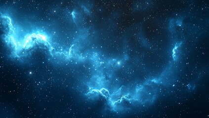 Amazing blue night sky with stars and nebulae a space background banner panorama