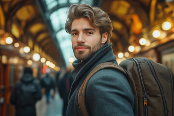 Fototapeta premium Businessman With A Backpack