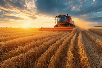 Fototapeta premium Combine Harvesting Corn