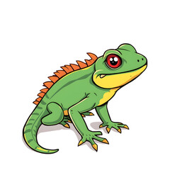 Cute lizard cartoon icon illustration on white background. Generative AI