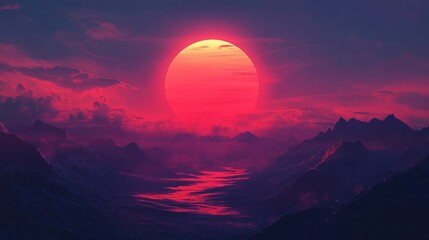 Breathtaking landscape at the sunset