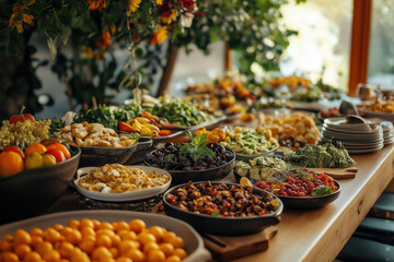 Fototapeta premium Thanksgiving Full Family Dinner