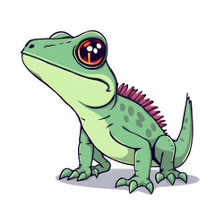 Naklejka premium Cute lizard cartoon icon illustration on white background. Generative AI