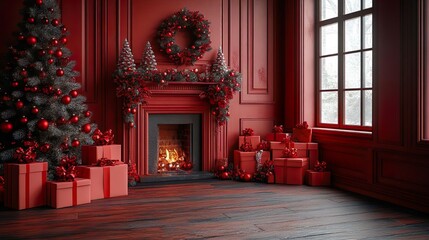 Fototapeta premium Christmas Decorations and Christmas Boxes in the Background 