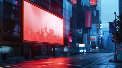 City Street Billboard Mockup At Night