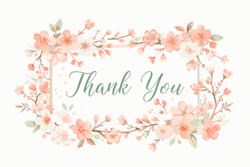 Thank you card with flower frame background
