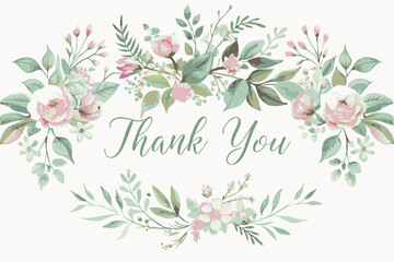 Thank you card with flower frame background
