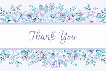 Thank you card with flower frame background
