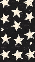 Obraz premium White Stars on Black Background, Abstract Image, Texture, Pattern, Wallpaper, Cover and Screen for Smartphone, Cell Phone, Computer, Laptop, 9:16 and 16:9 Format