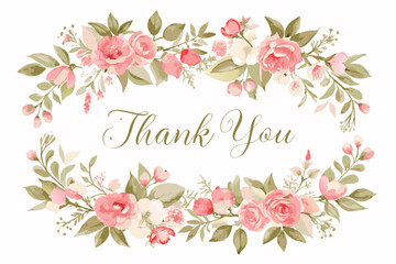 Thank you card with flower frame background
